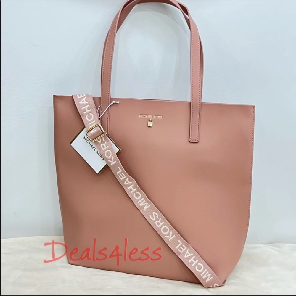 Michael Kors Tote Bag Purse Blush Gold Large Shoulder Bag Shopper Crossbody NEW - Picture 8 of 9